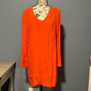 BCBGMAXAZIRA Orange Long Sleeve Slip Dress - Perfect for Gameday